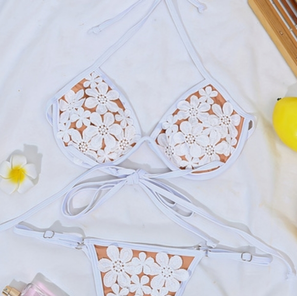 Floral Applics High Cut Bikini Swim Set - Picture 8 of 9